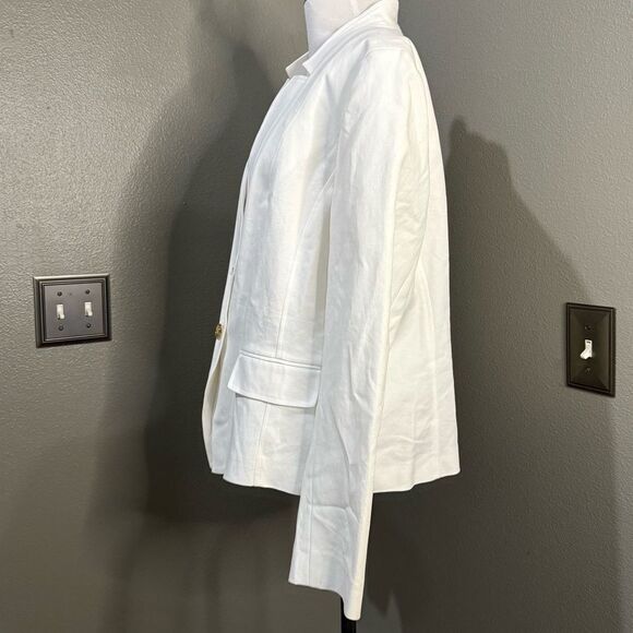 Anne Klein Creamy White Collarless Two Button Blazer Jacket Light Weight - Picture 6 of 14